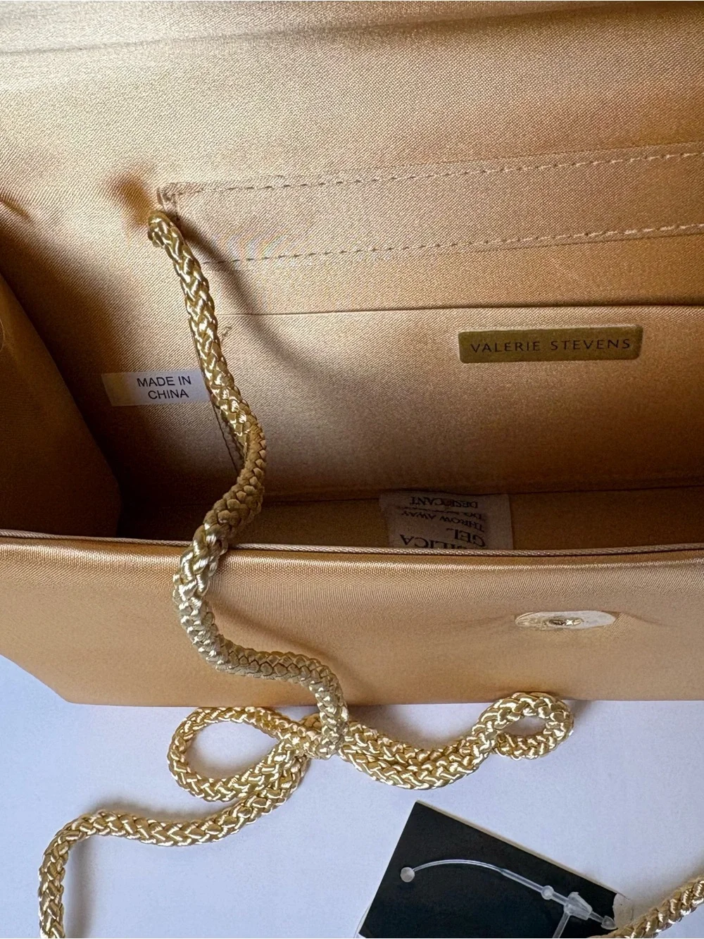 NWT- Valerie Stevens gold satin convertible evening clutch